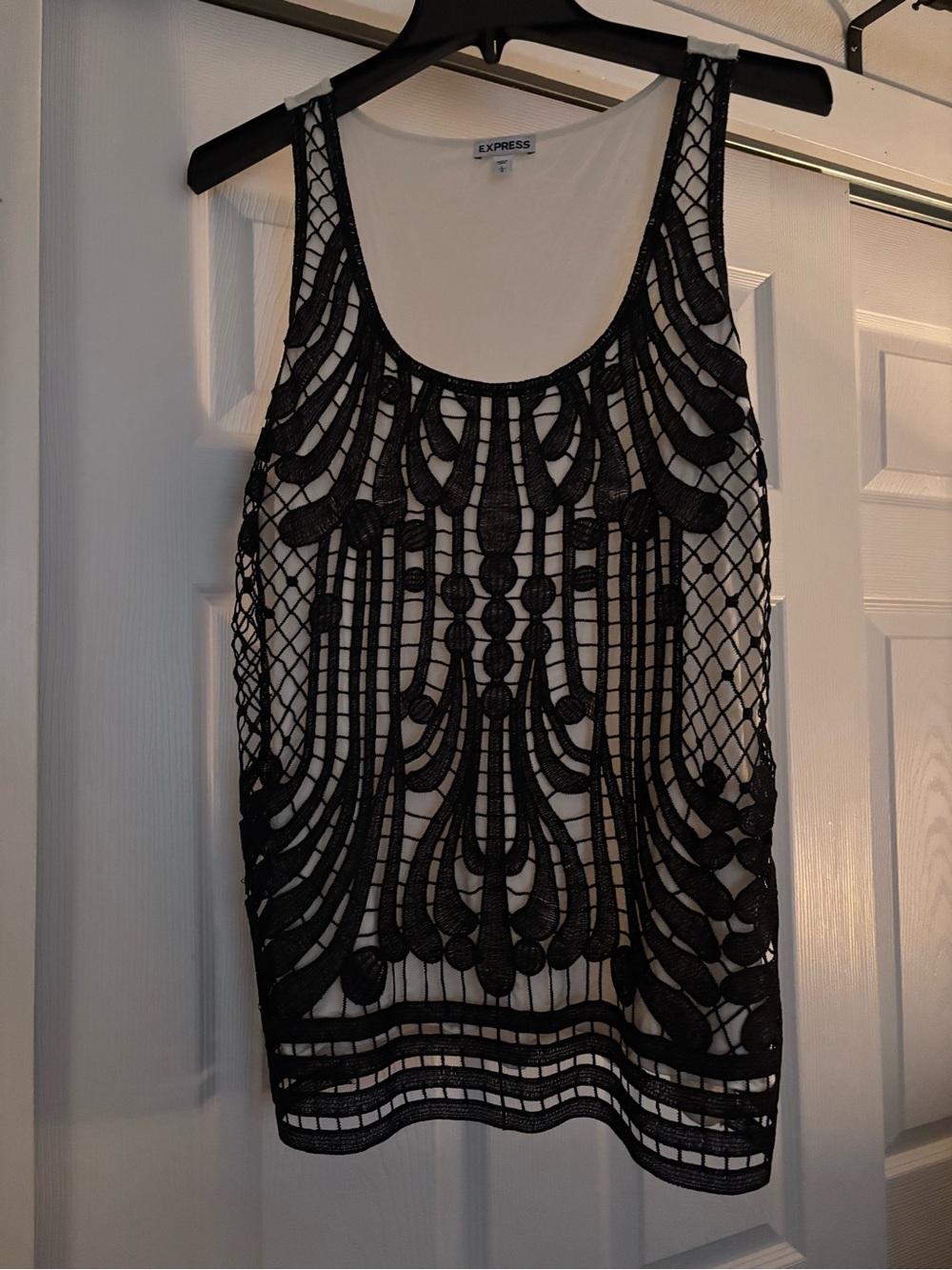 Express Black Beaded Overlay Camisole